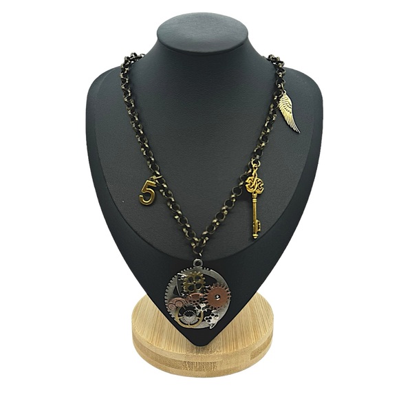 One of a kind Steampunk, Silver, Antique Bronze, Pendant necklace - Picture 5 of 16